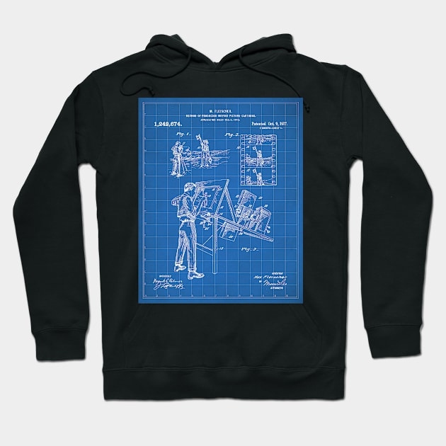 Animation Patent - Cartoonist Home Theater Art - Blueprint Hoodie by patentpress